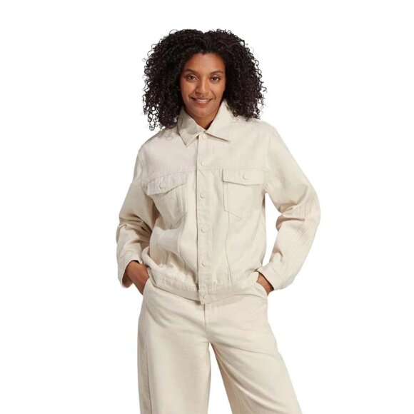 Adidas X KSENIASCHNAIDER 3-Stripe Denim Jacket Women's Size XS NATURAL TAN NEW - Picture 12 of 14